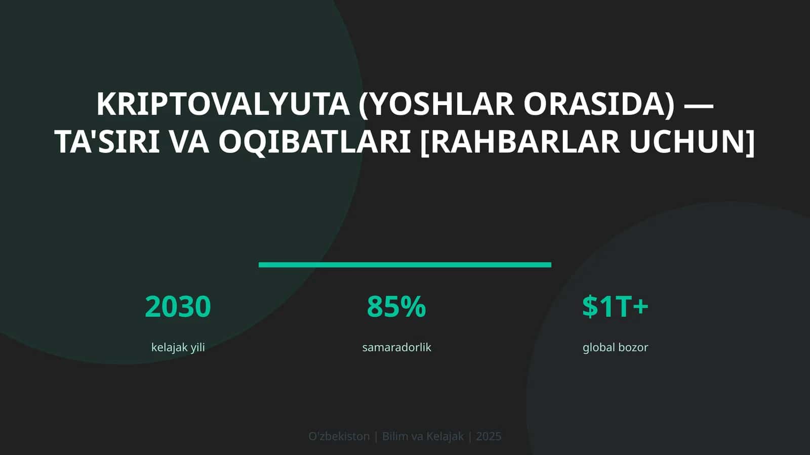 Kriptovalyuta (yoshlar orasida) — ta'siri va oqibatlari [rahbarlar uchun] 1