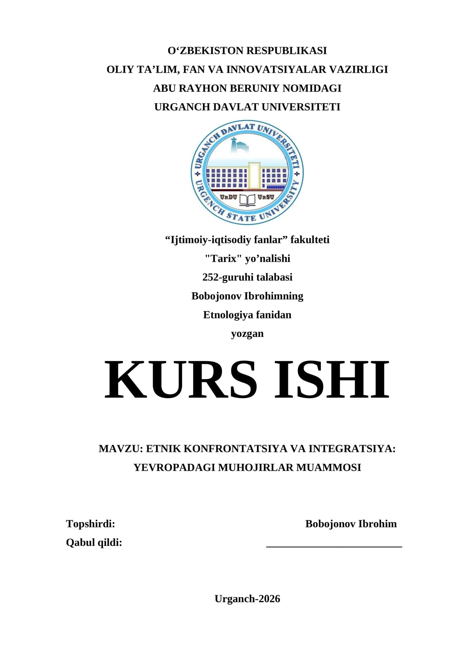 ETNIK KONFRONTATSIYA VA INTEGRATSIYA: YEVROPADAGI MUHOJIRLAR MUAMMOSI 1