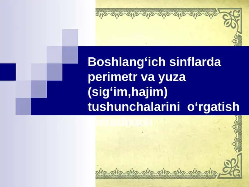 Boshlangʻich sinflarda perimetr va yuza (sigʻim,hajim) tushunchalarini oʻrgatish metodikasi 1