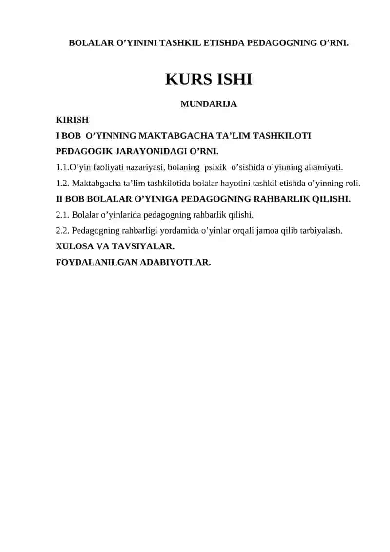 Bolalar o'yini tashkil etishda pedagokning o'rni 1