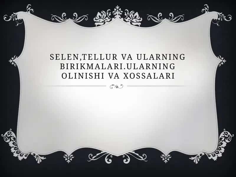 Selenva tellur birikmalari 1