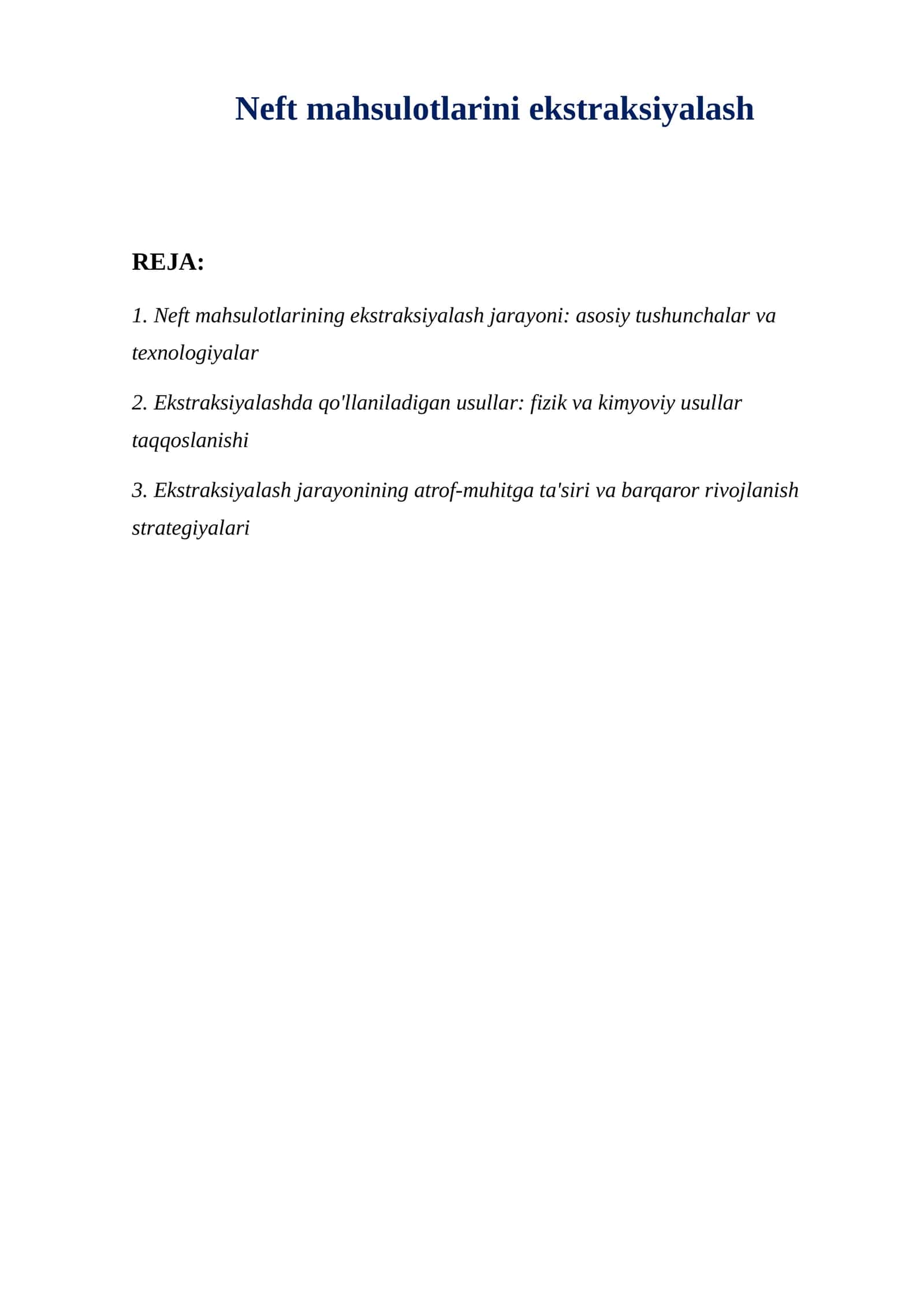 Neft mahsulotlarini ekstraksiyalash 1