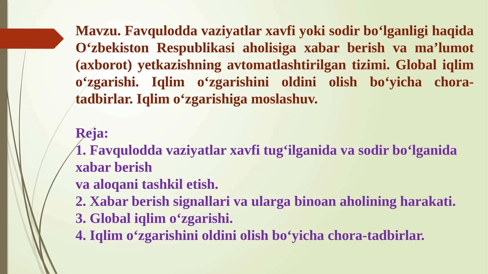 Favquloddavaziyatlar va iqlimo'zgarishini oldini olish 1