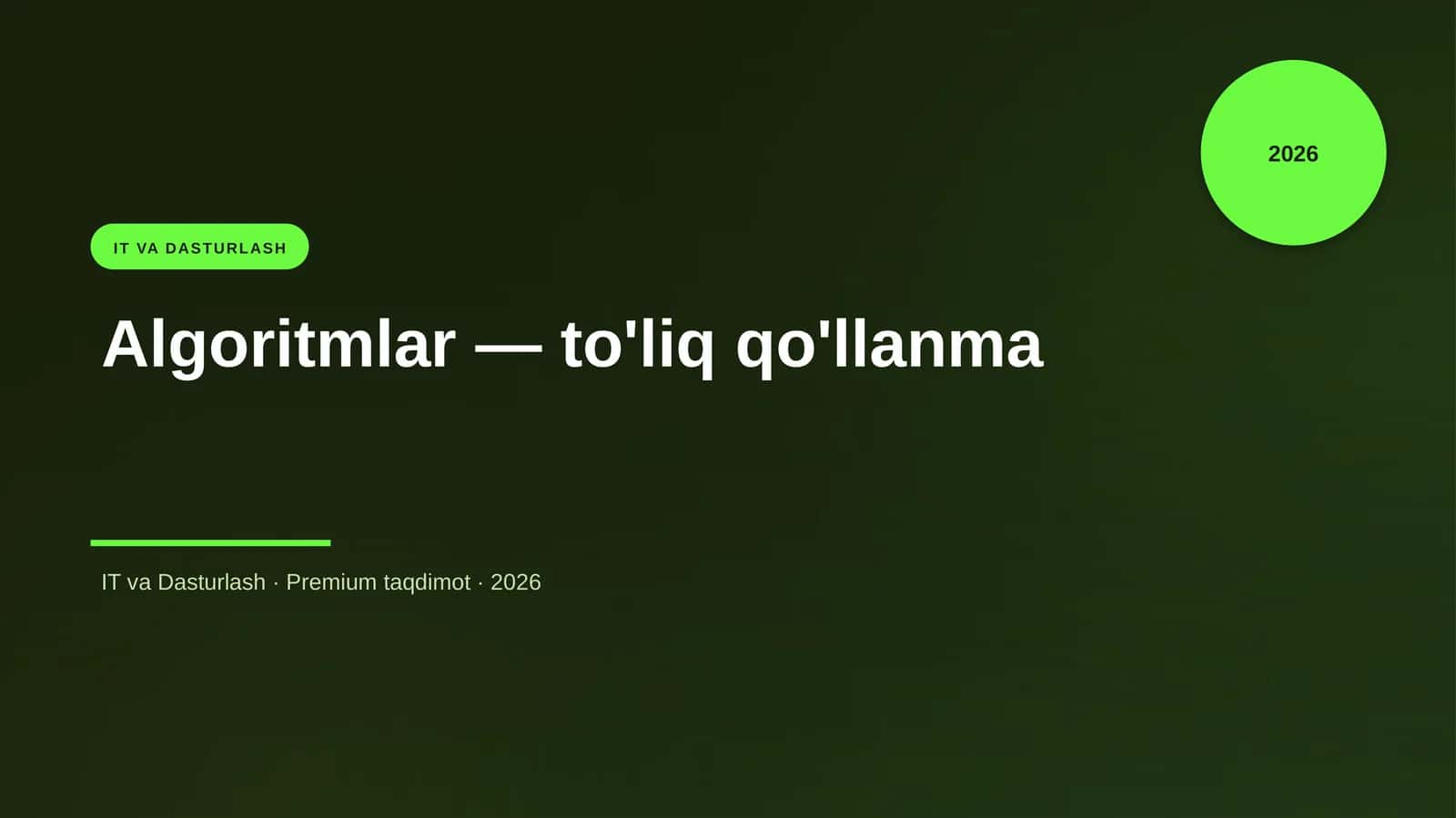 Algoritmlar — to'liq qo'llanma 1