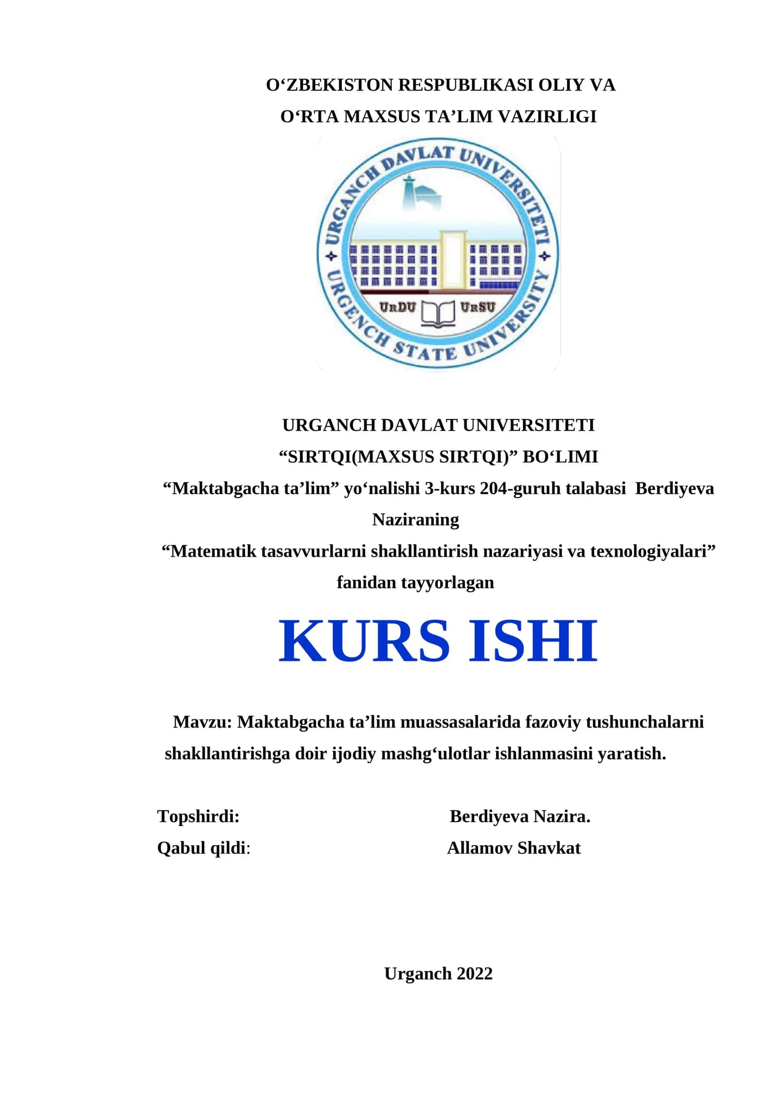 Matematik tasavvurlarni shakllantirish nazariyasi va texnologiyalari 1