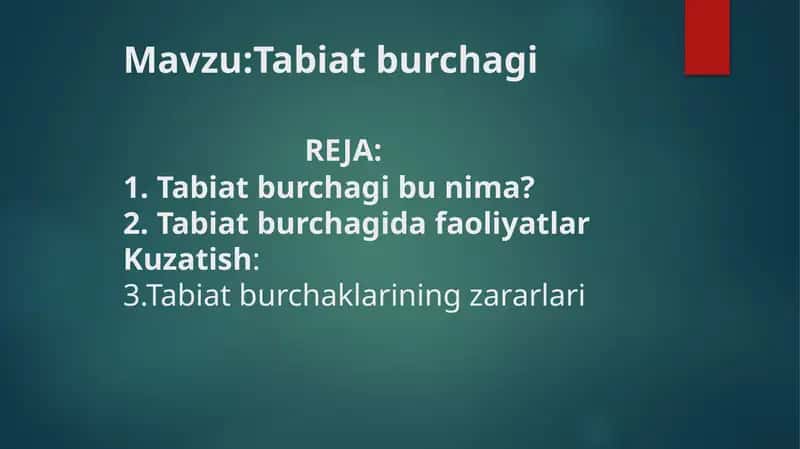 Tabiat burchagi 1