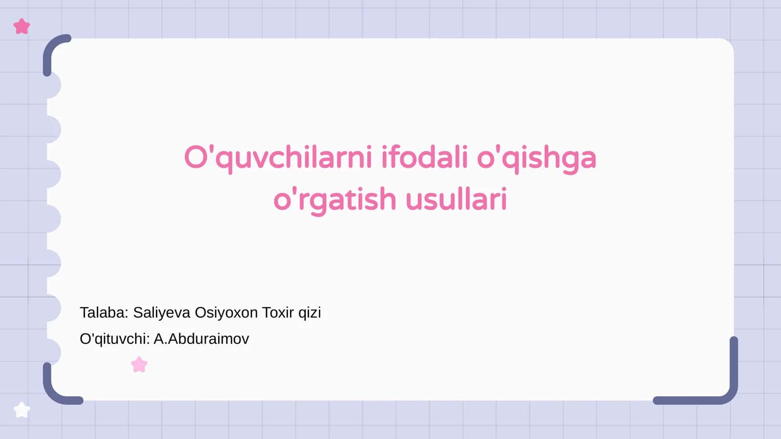 O'quvchilarni ifodali o'qishga o'rgatish usullari 1