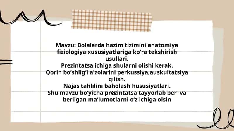 Bolalarda hazim tizimini anatomiya fiziologiya xususiyatlariga koʻra tekshirish usullari 1