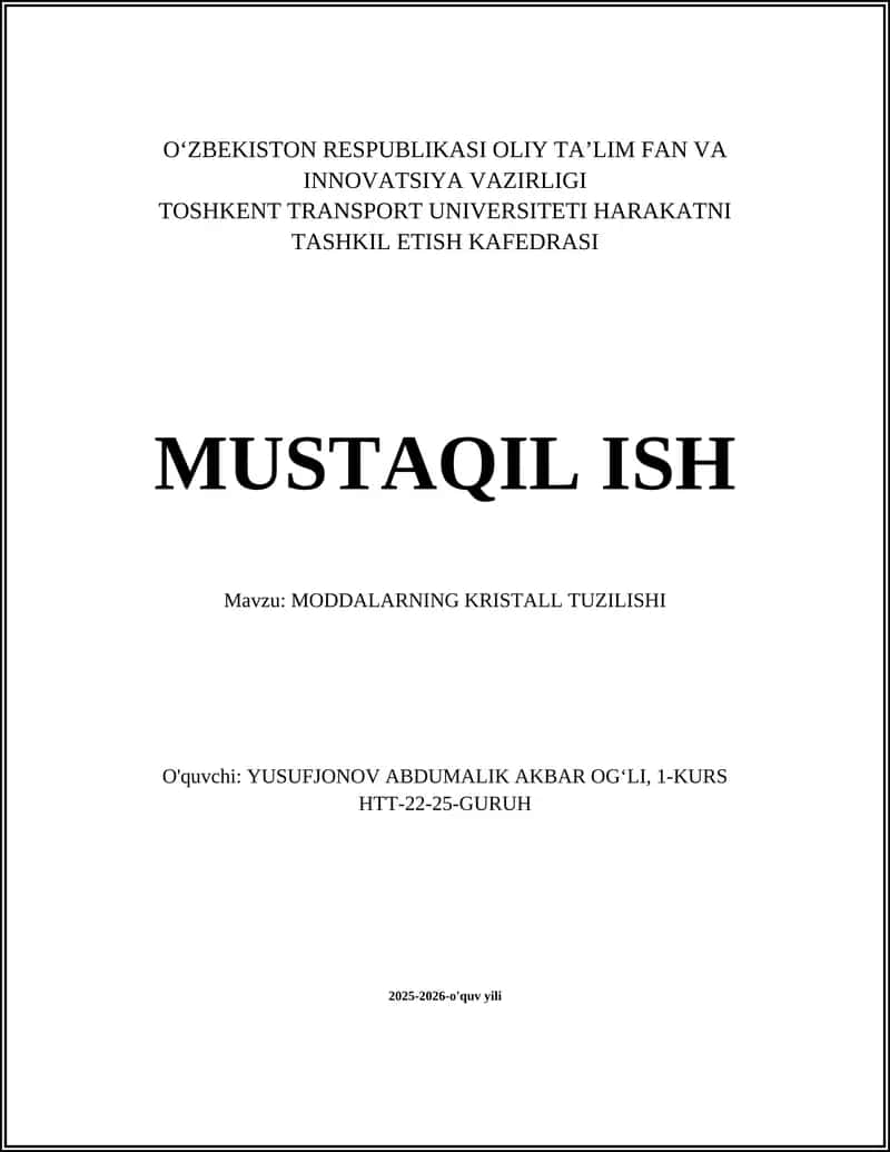 MODDALARNING KRISTALL TUZILISHI 1