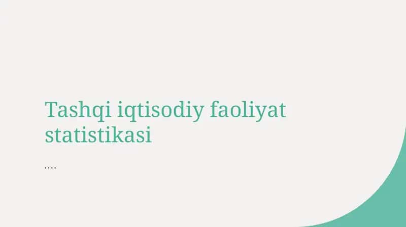 Tashqi iqtisodiy faoliyat statistikasi 1