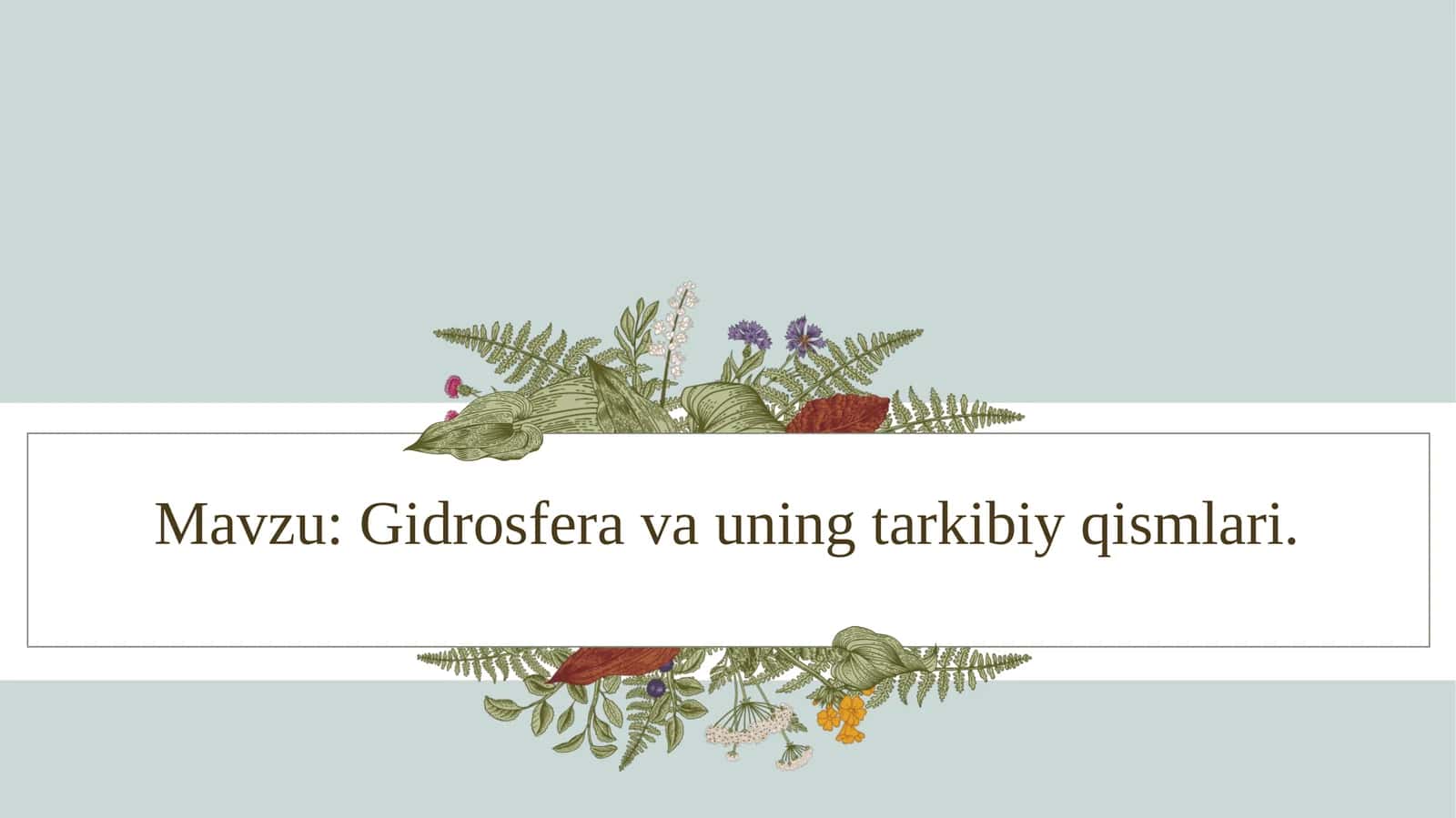 Gidrosfera va uning tarkibiy qismlari. 1