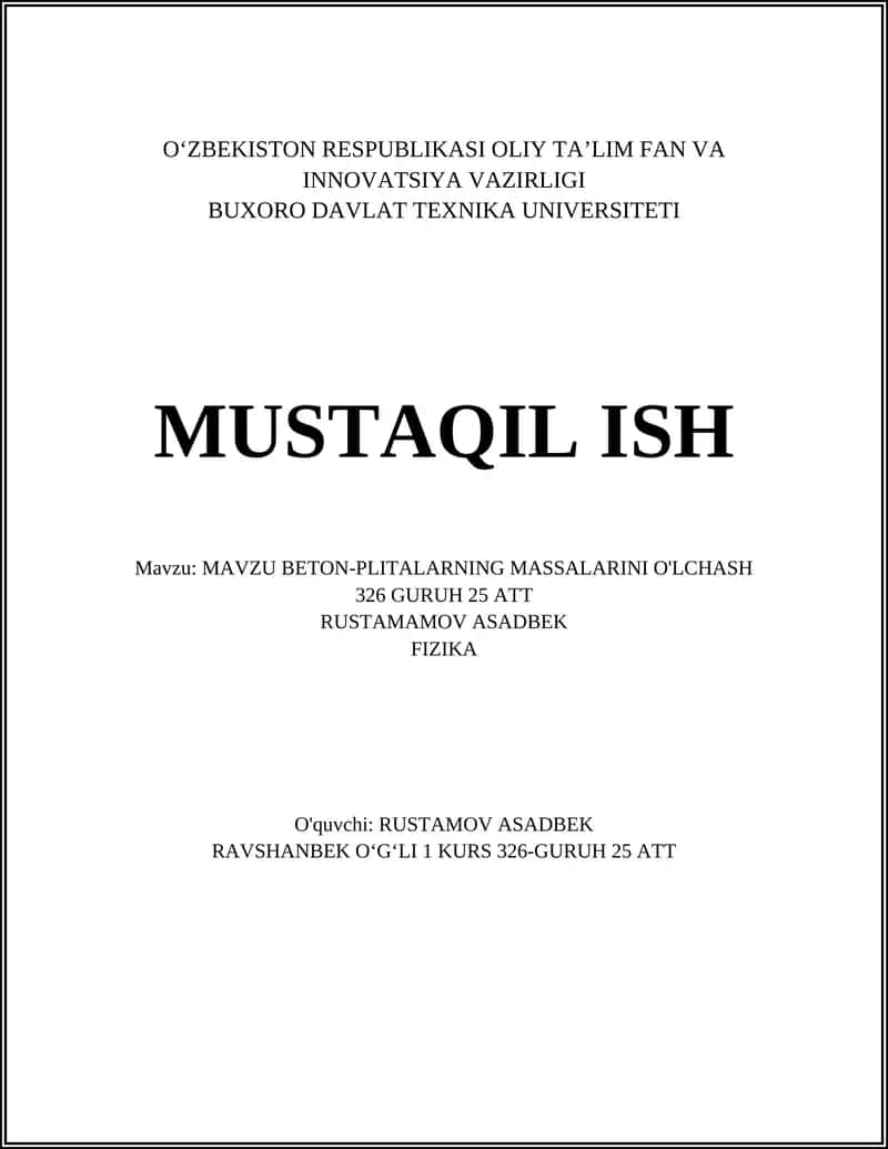 Beton Plitalar Massasini O'lchash 1