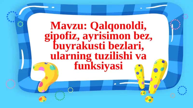 Qalqonoldi, gipofiz, ayrisimonbez, buyrakustibezlari 1