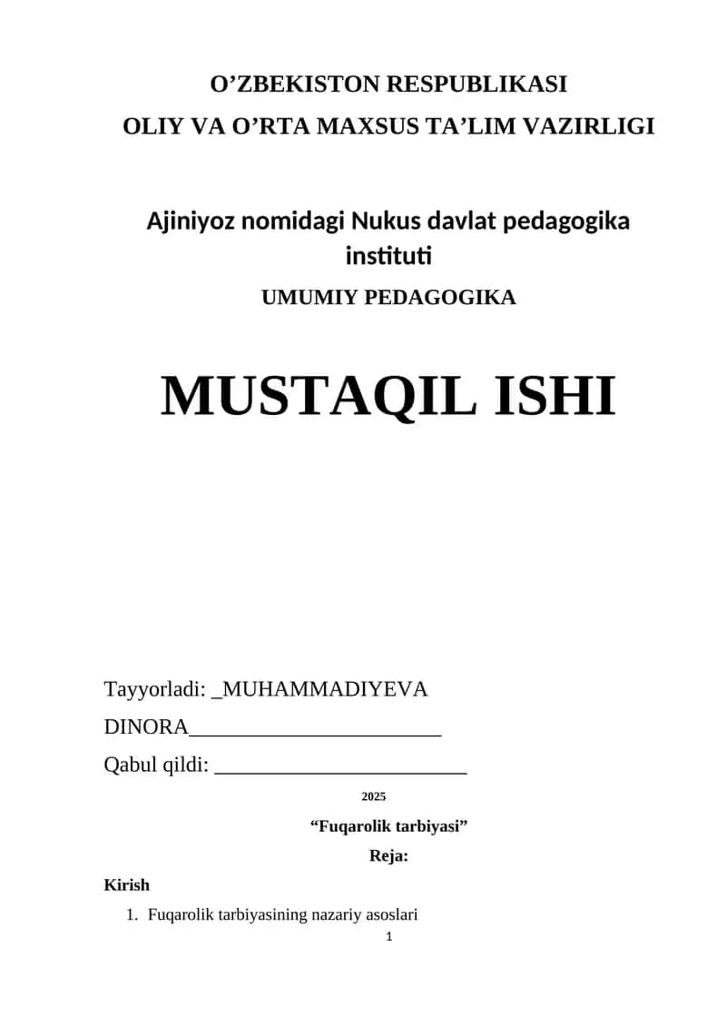 Fuqarolik tarbiyasi 1
