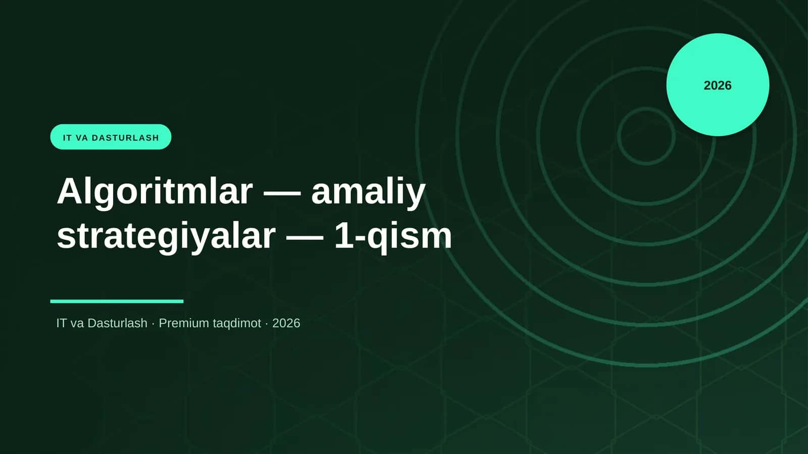 Algoritmlar — amaliy strategiyalar — 1-qism 1