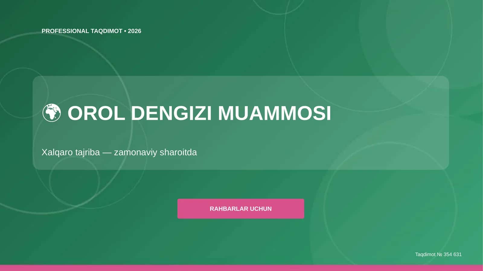 Orol dengizi muammosi: xalqaro tajriba 1