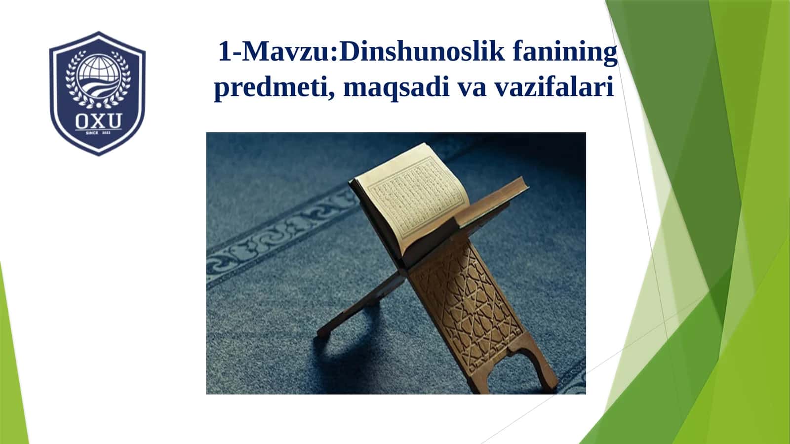 Dinshunoslikfanining predmeti, maqsadi va vazifalari 1