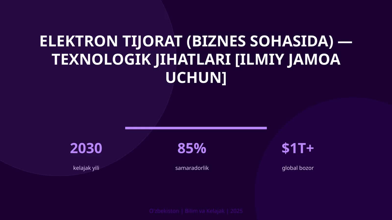 Elektron tijorat (biznes sohasida) — texnologik jihatlari [ilmiy jamoa uchun] 1