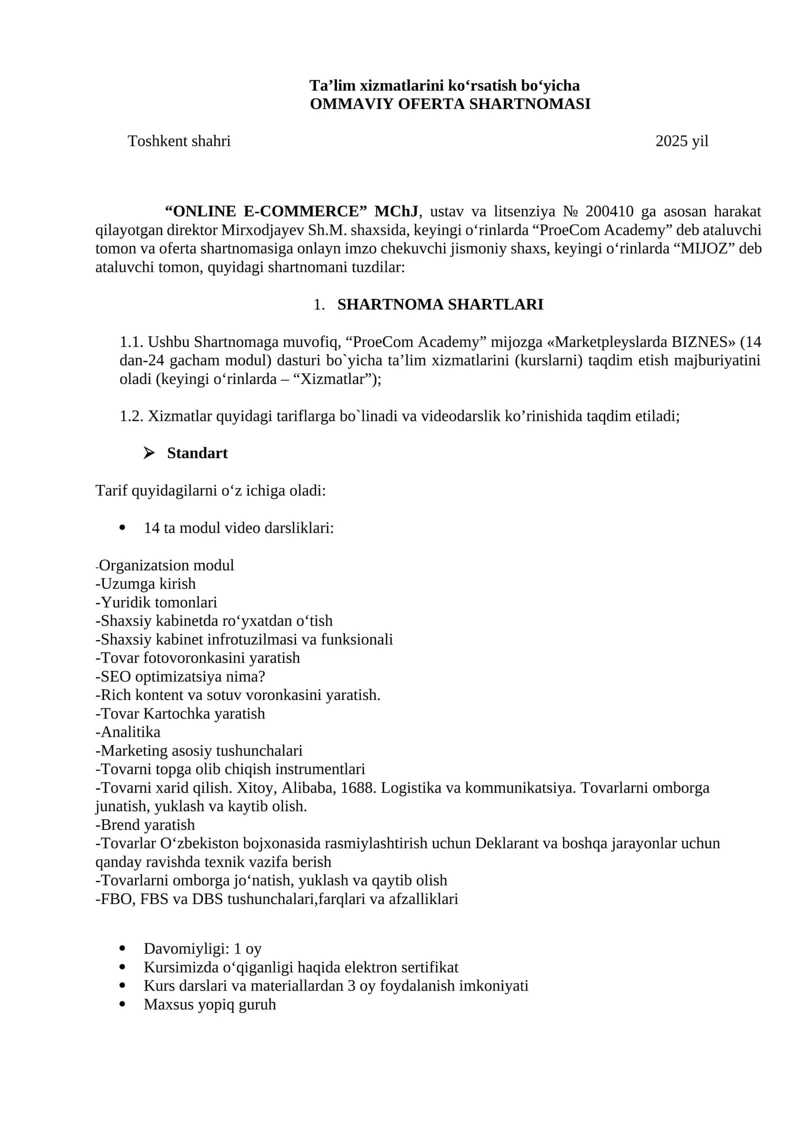 "Marketpleyslarda BIZNES" ta'lim kursi 1
