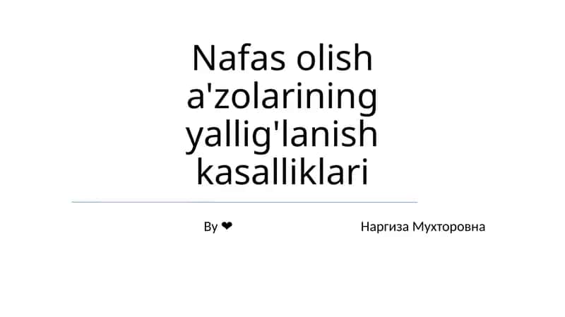 Surunkali Obstruktiv O'pka Kasalligi (SOOK) 1