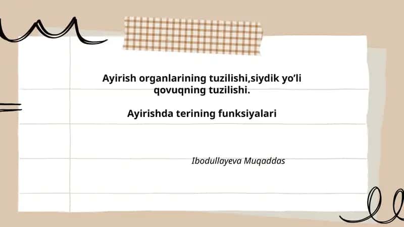 Ayirish Organlarining Tuzilishi 1