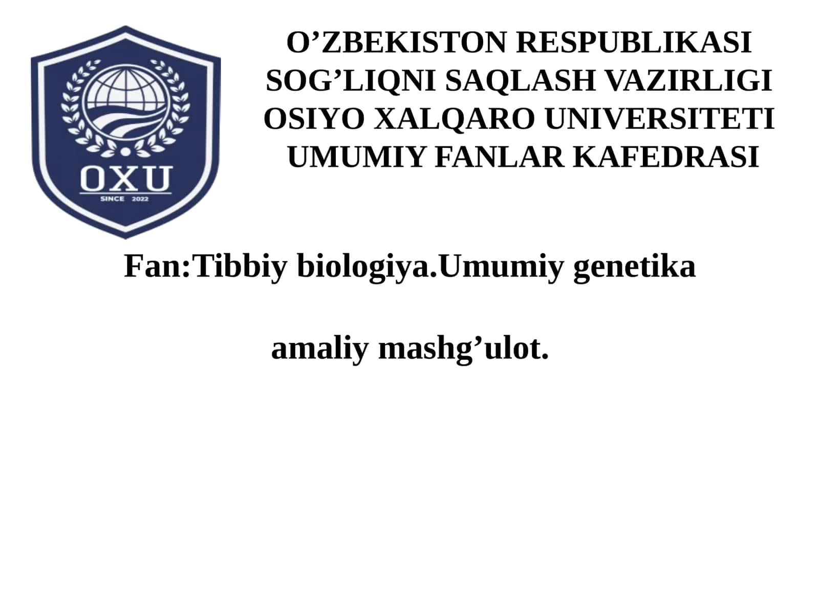 15-mavzu. Irsiykasalliklar.XromosomaKasalliklari.Nikohturlari 1