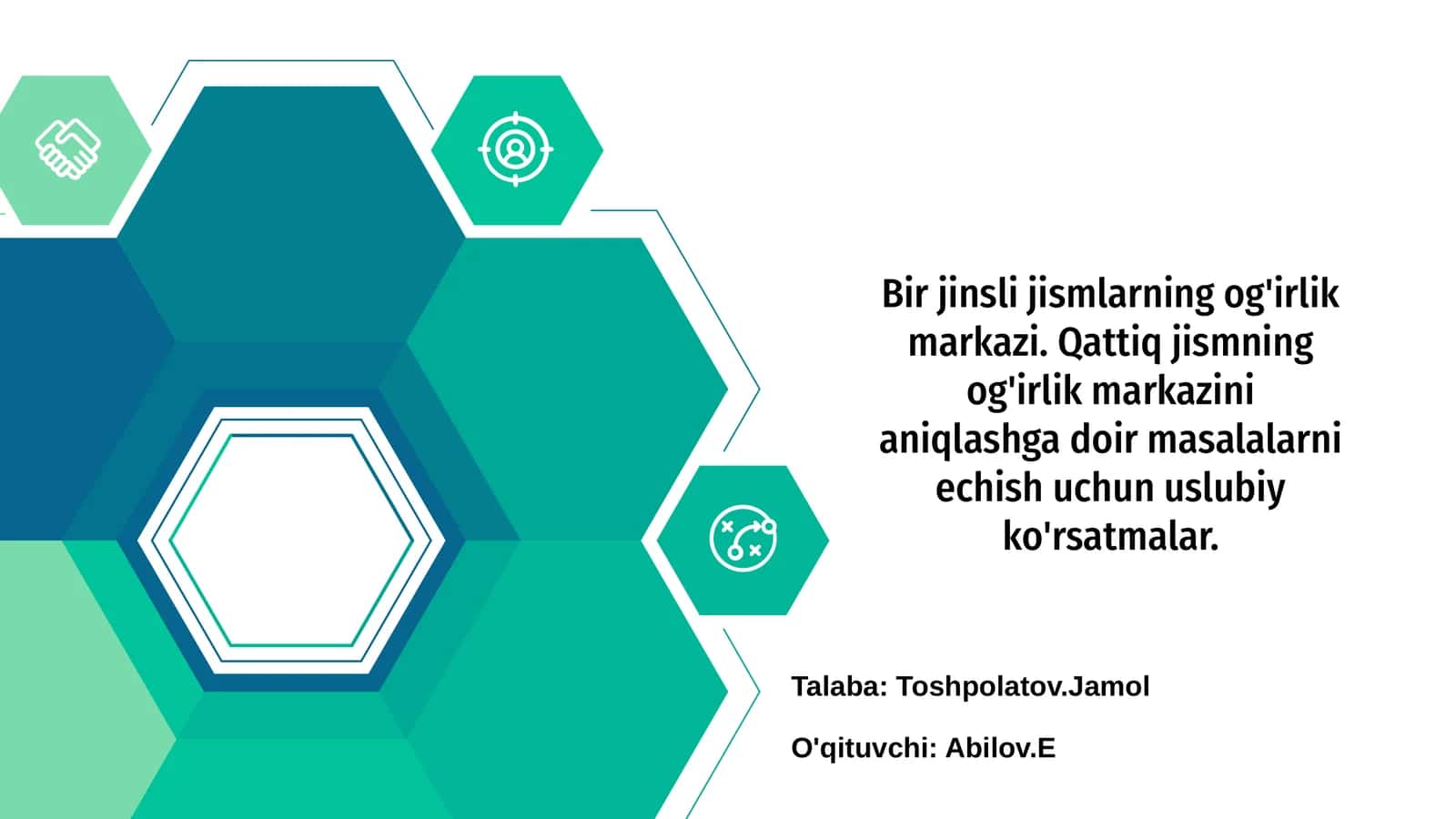 Qattiq jismning og'irlik markazi 1