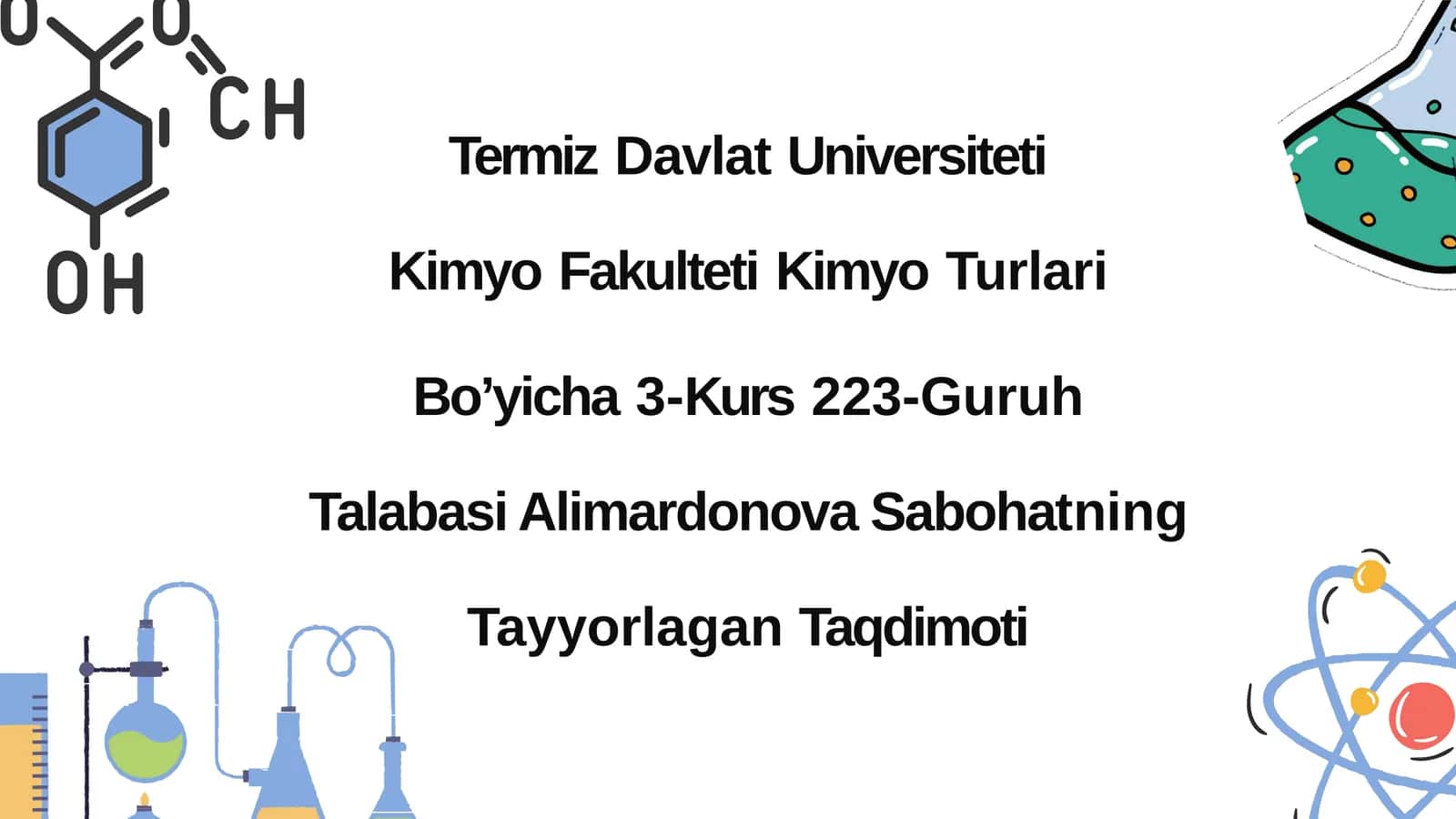Talabalarning Kimyo Turlari 1