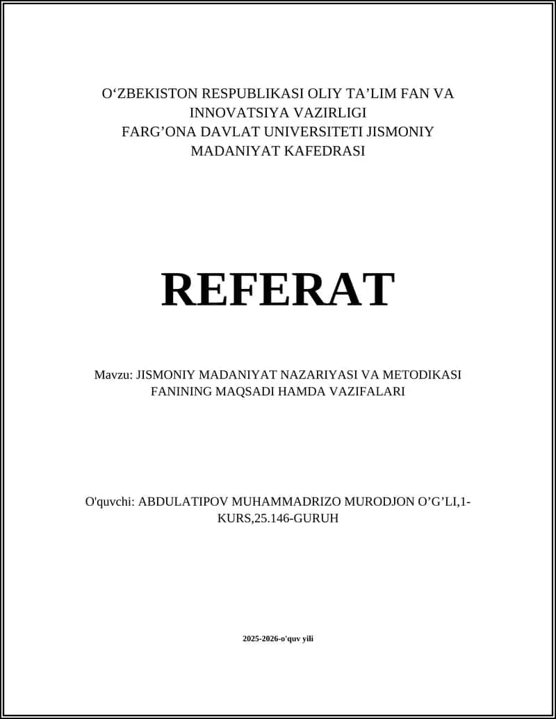 Jismoniy madaniyat nazariyasi va metodikasi 1