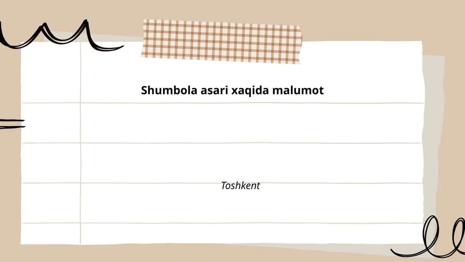 Shumbola asari xaqida malumot 1
