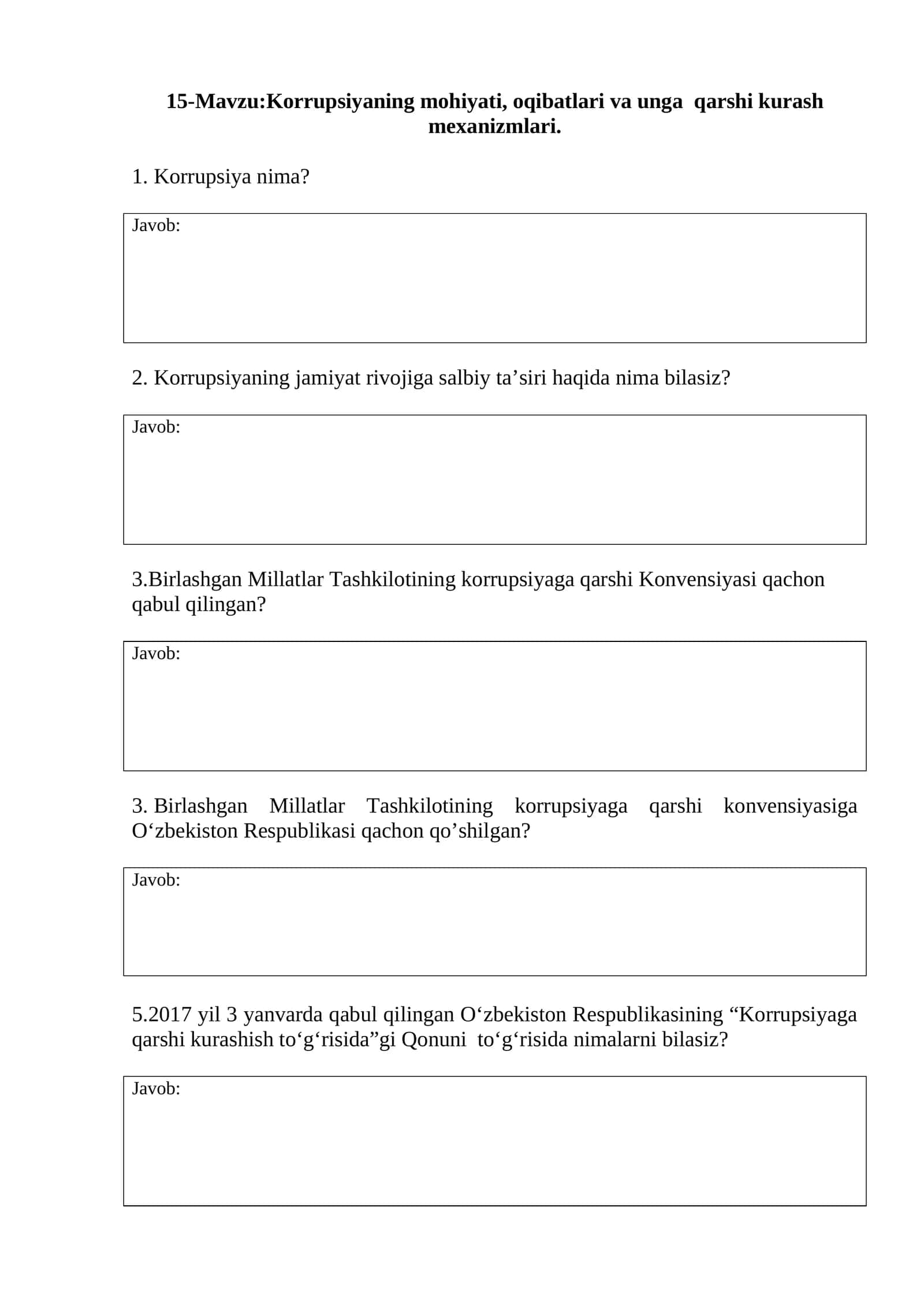 Korrupsiyaning mohiyati, oqibatlari va unga qarshi kurash mexanizmlari 1