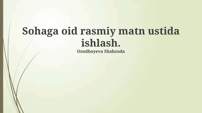 Ofatga oid rasmiy matnlar: Kirish 1