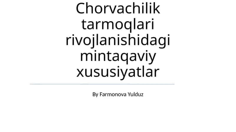 Zamonaviy chorvachilik texnologiyalari 1