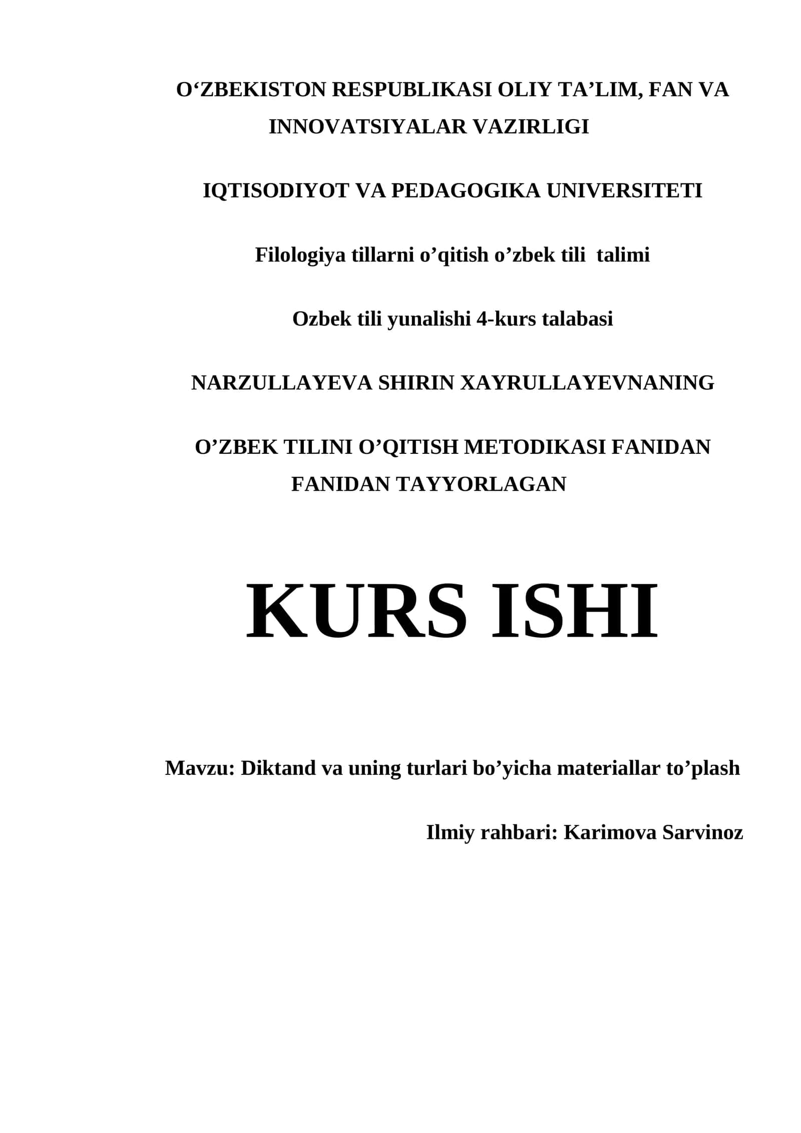 DIKTAND VA UNING TURLARI BOʼYICHA MATERIALLAR TOʼPLASH 1