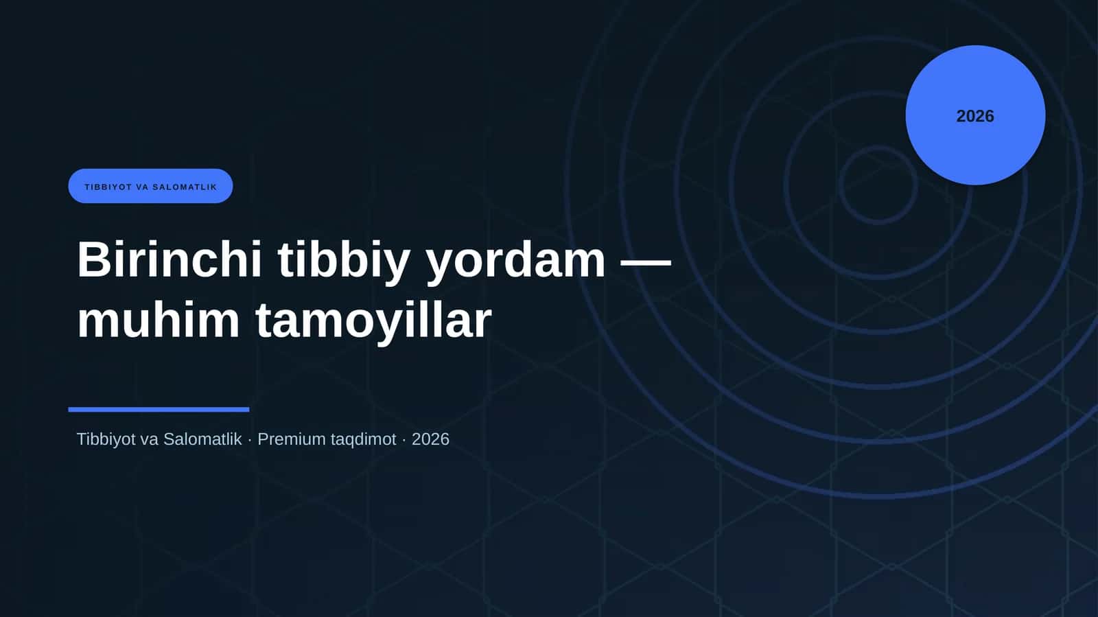Birinchi tibbiy yordam — muhim tamoyillar 1