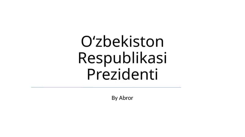 Oʻzbekiston Respublikasi Prezidenti 1