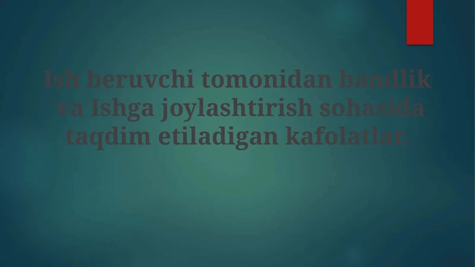 Ish bilan ta'minlash va joylashtirish kafolatlari 1