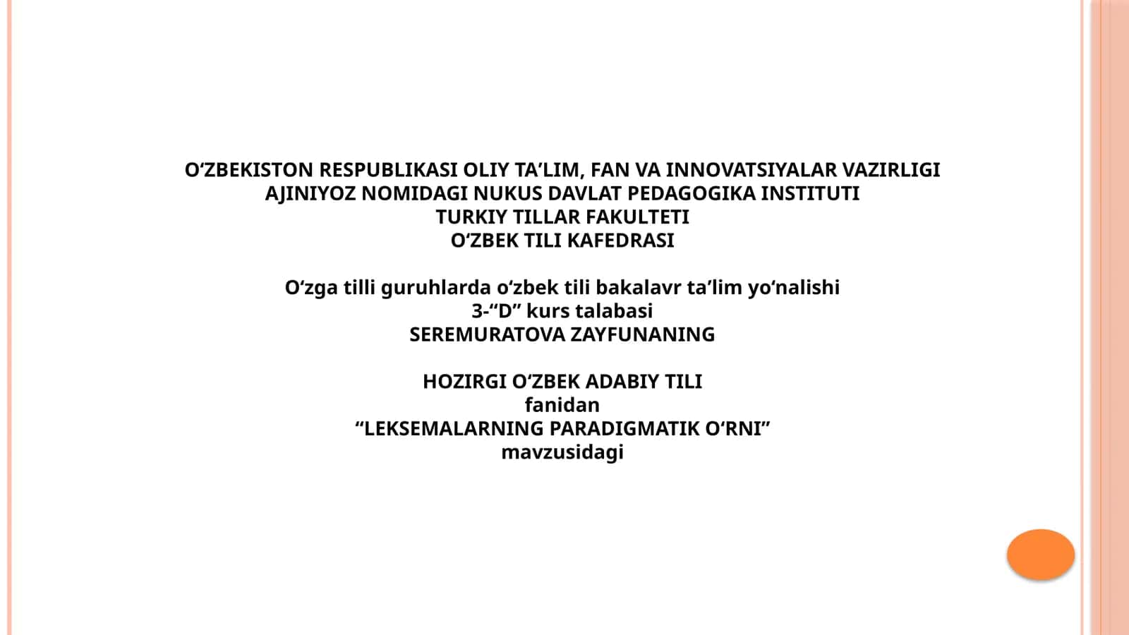 LEKSEMALARNING PARADIGMATIK OʻRNI 1