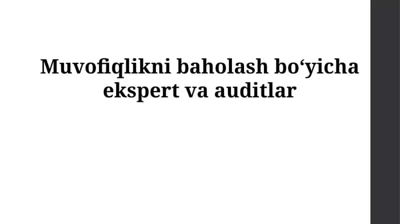 Muvofiqlikni baholash auditi 1