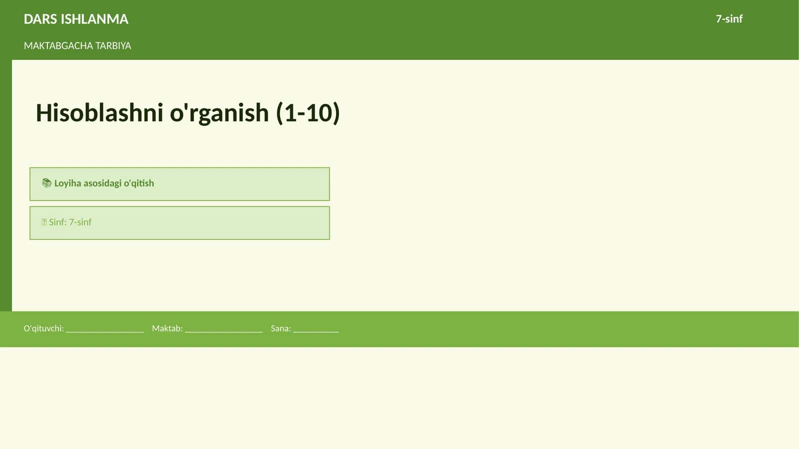 Hisoblashni o'rganish (1-10) 1