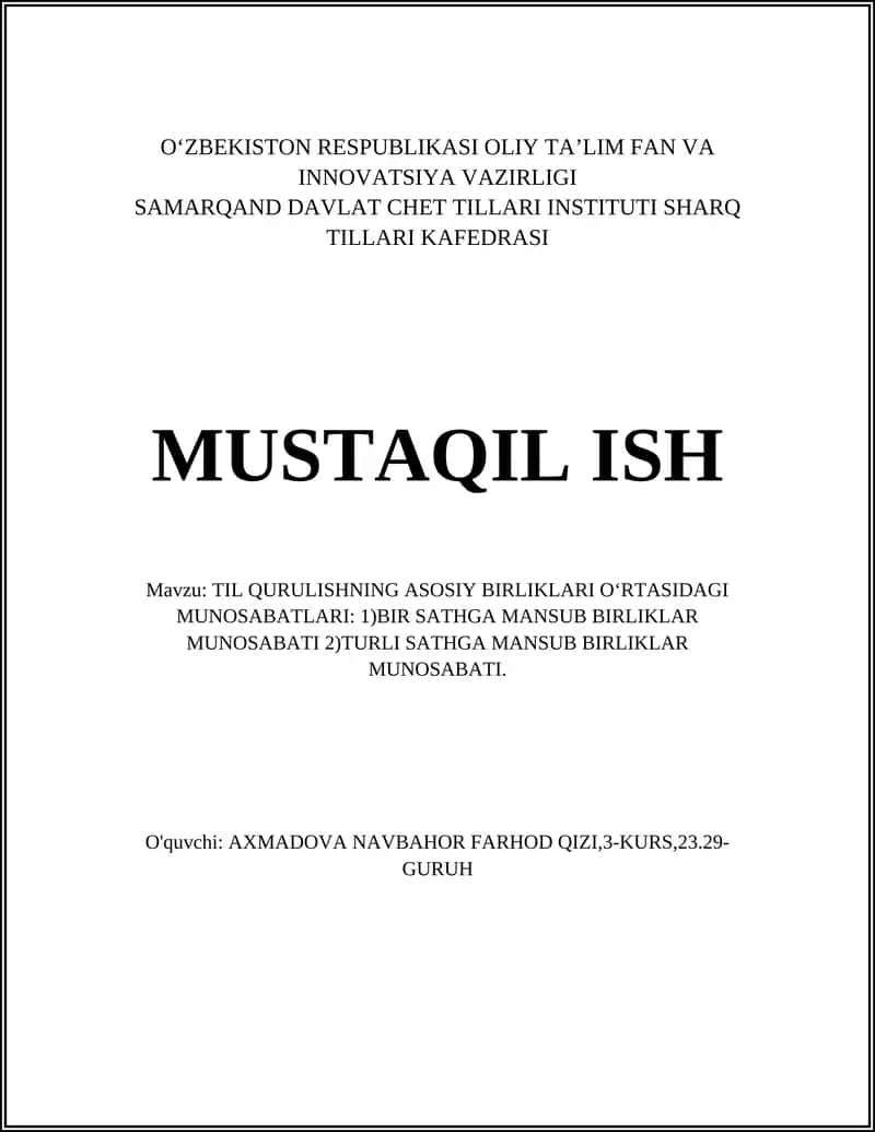 TIL QURULISHNING ASOSIY BIRLIKLARI OʻRTASIDAGI MUNOSABATLARI 1
