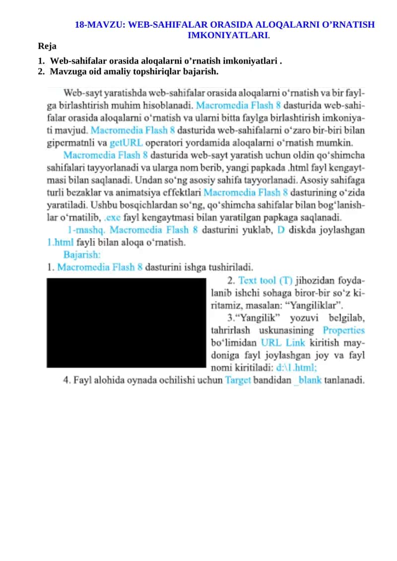 Web-sahifalar orasida aloqalarni o’rnatish imkoniyatlari 1