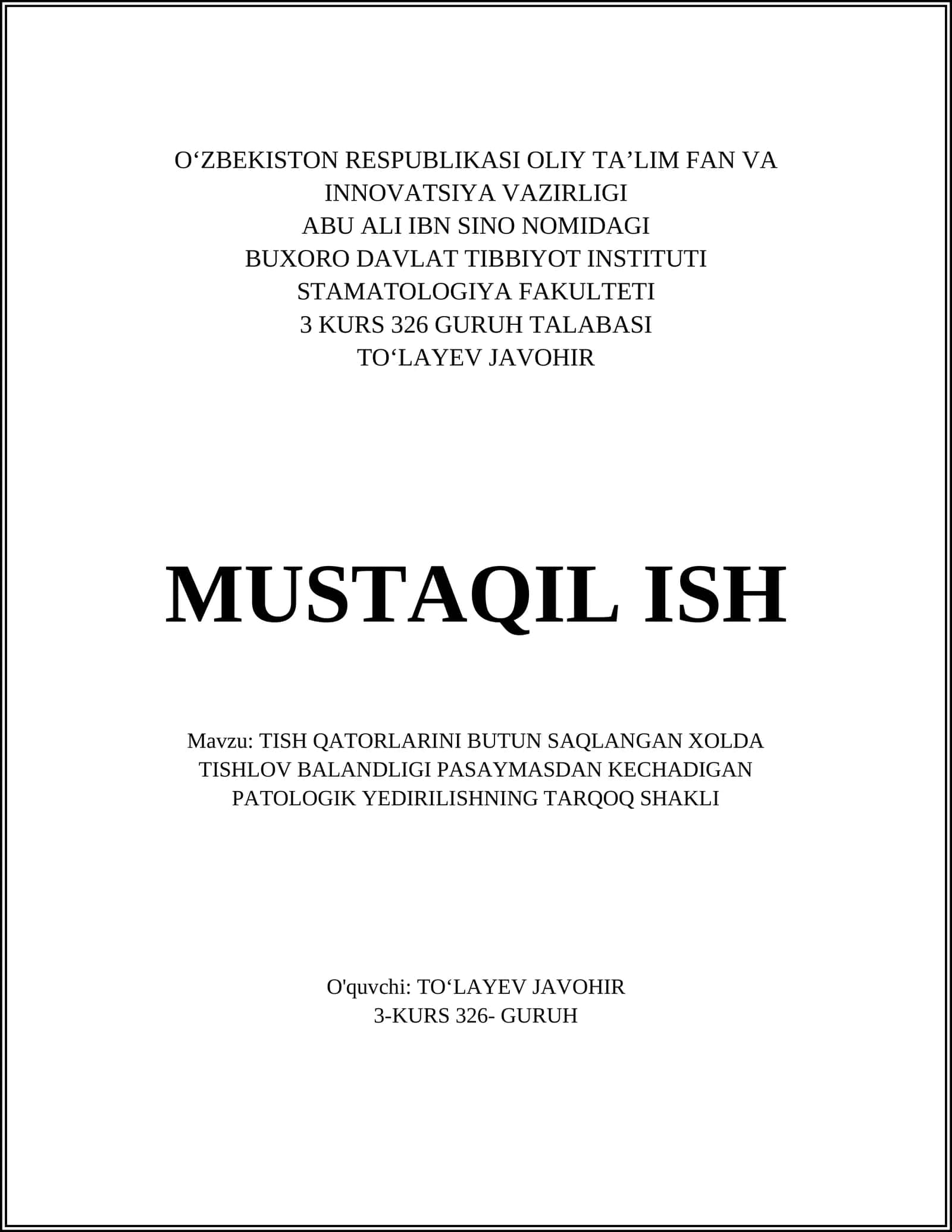 Taqtoq patologik yedirilish 1