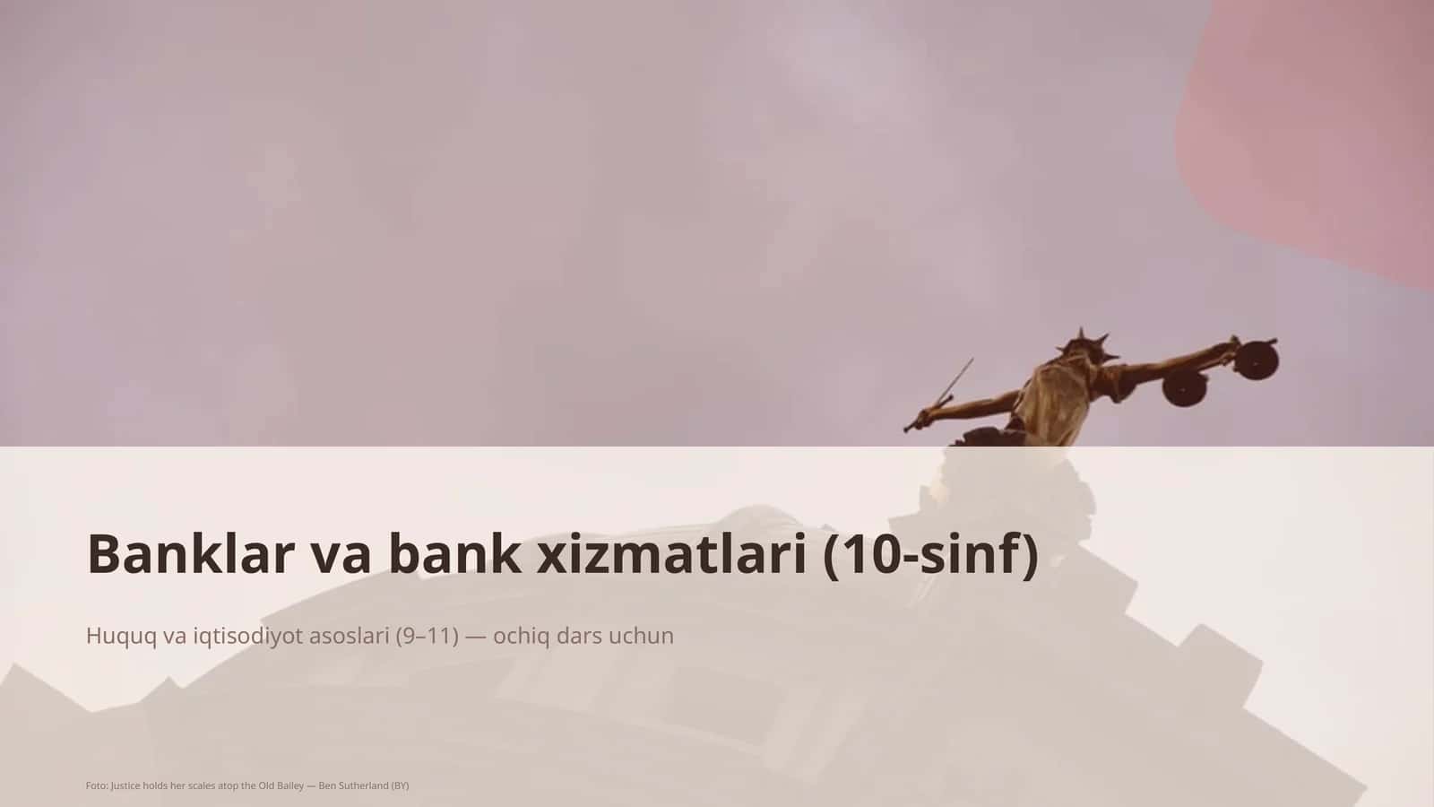 Banklar va bank xizmatlari (10-sinf) 1