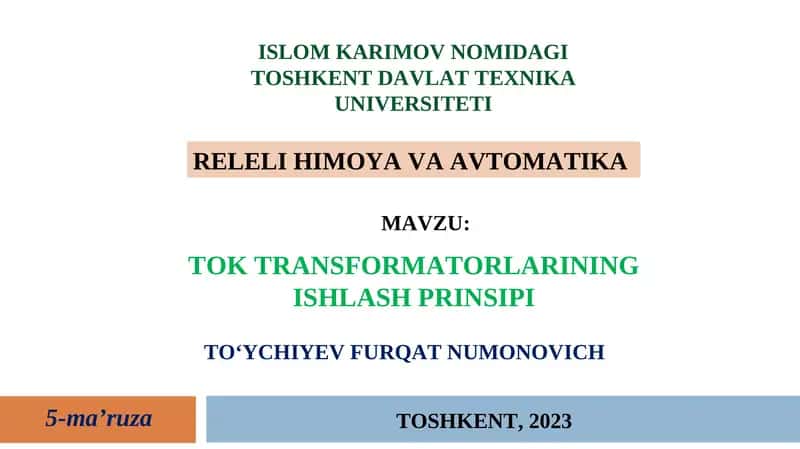 TOK TRANSFORMATORLARINING ISHLASH PRINSIPI 1