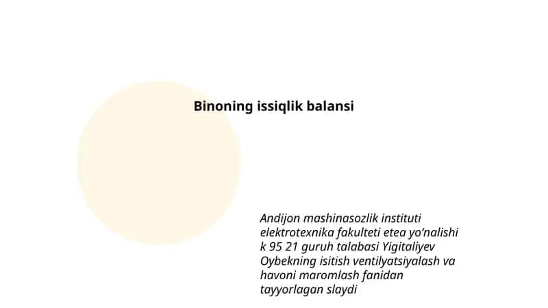 Binoning issiqlik balansi 1