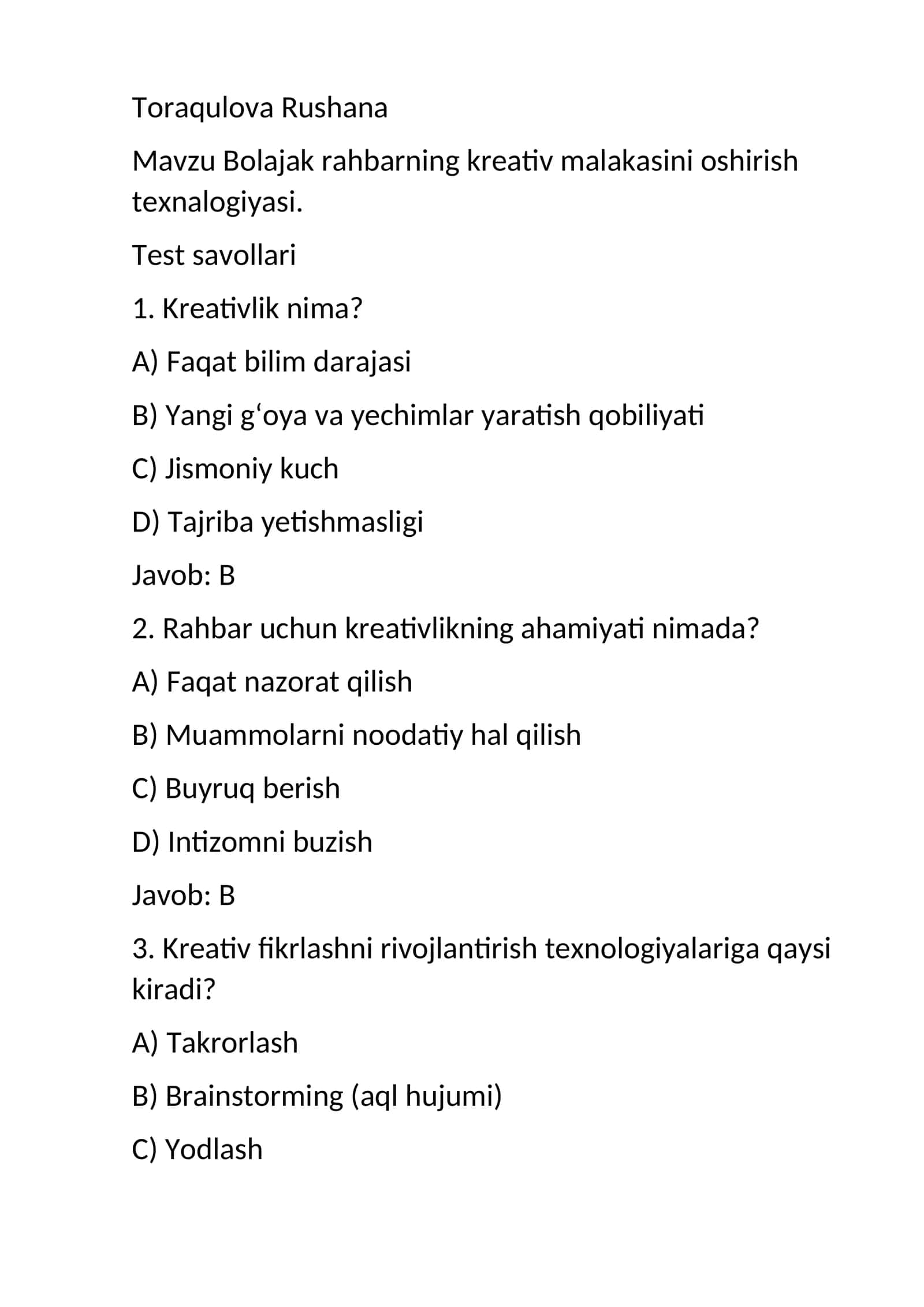 maktabgacha talim test 1