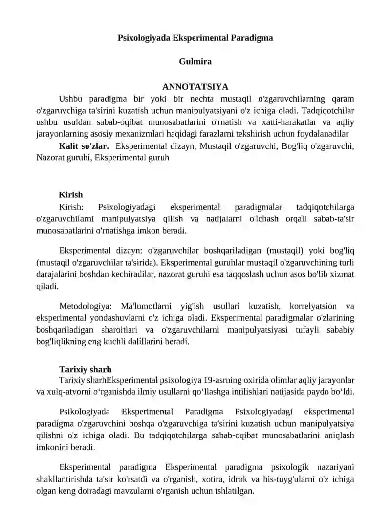 Psixologiyada Eksperimental Paradigma 1