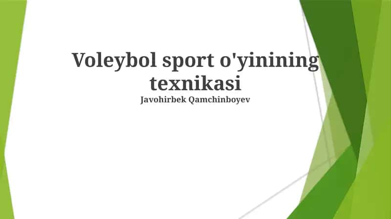 Voleybol sport o'yinining texnikasi 1