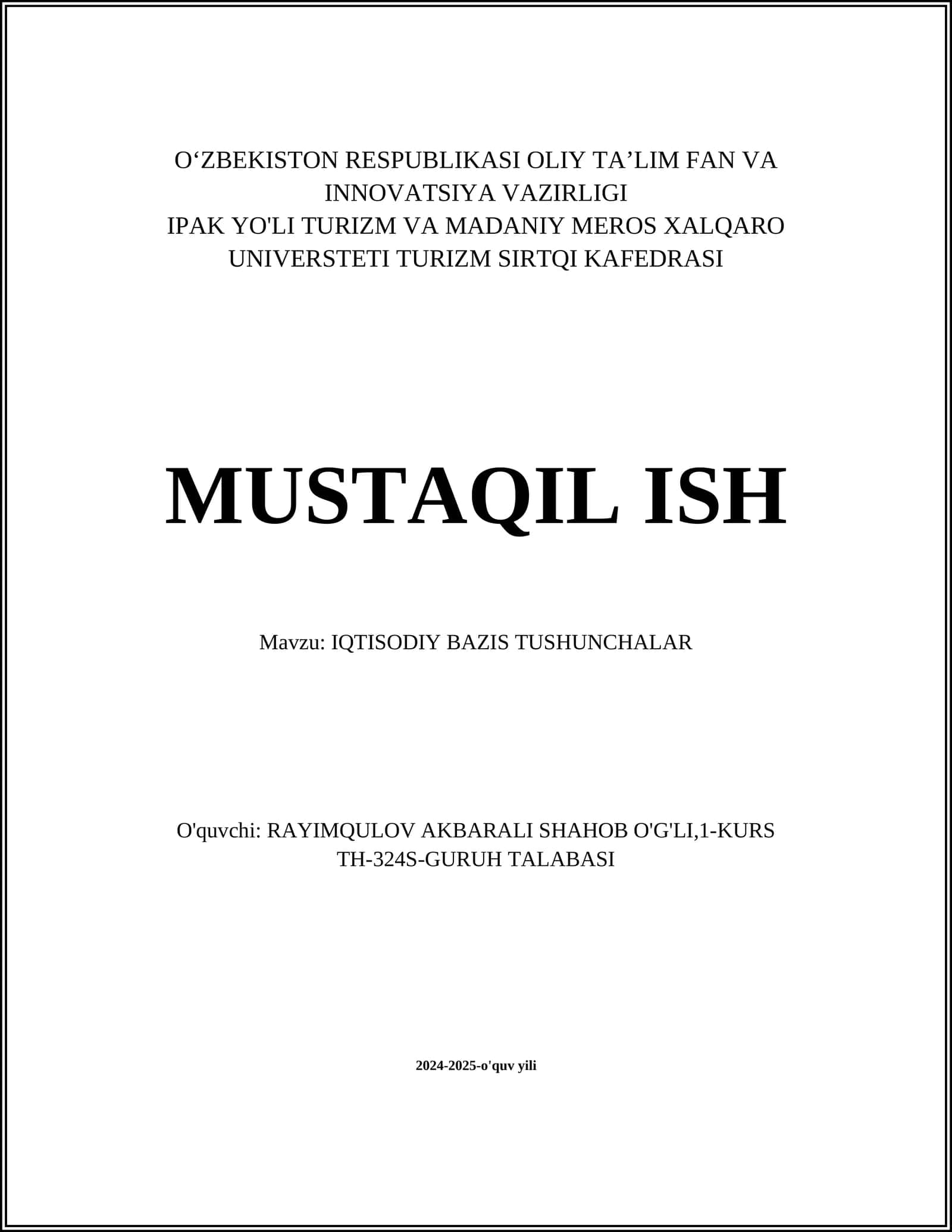 IQTISODIY BAZIS TUSHUNCHALAR 1